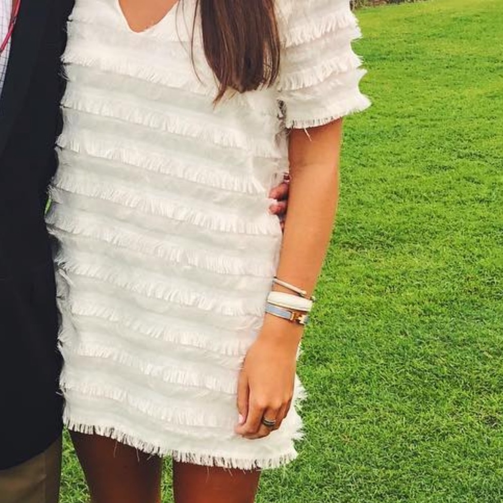 tularosa white fringe lambos dress